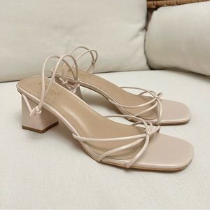KAYLEEN By Los Angeles Cream Strappy Heels
